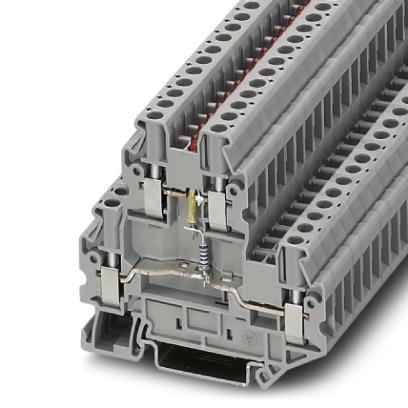 Phoenix Contact Component - Multi-Level Terminal Block; UTTB 2.5-LA 60 RD; 20A; 600V; 2-Level; #26 - #12; Screw Connection; Gray